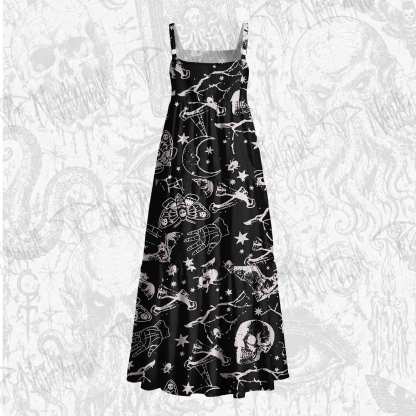 Death's Head Moth Wide Straps Maxi Dress