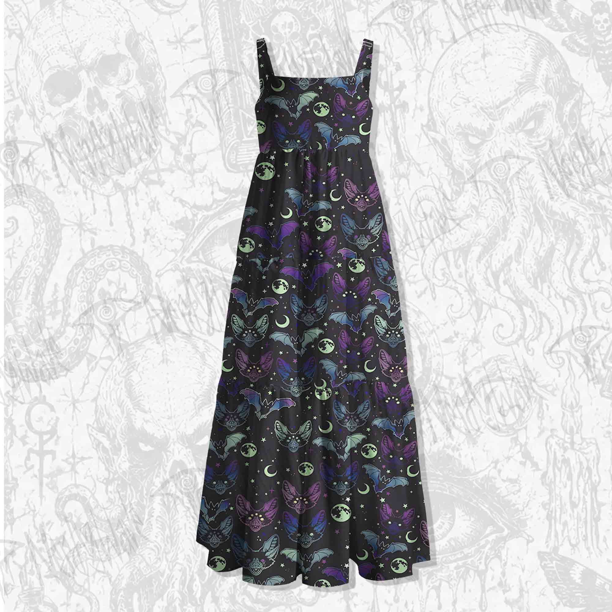 Bats Wide Straps Maxi Dress