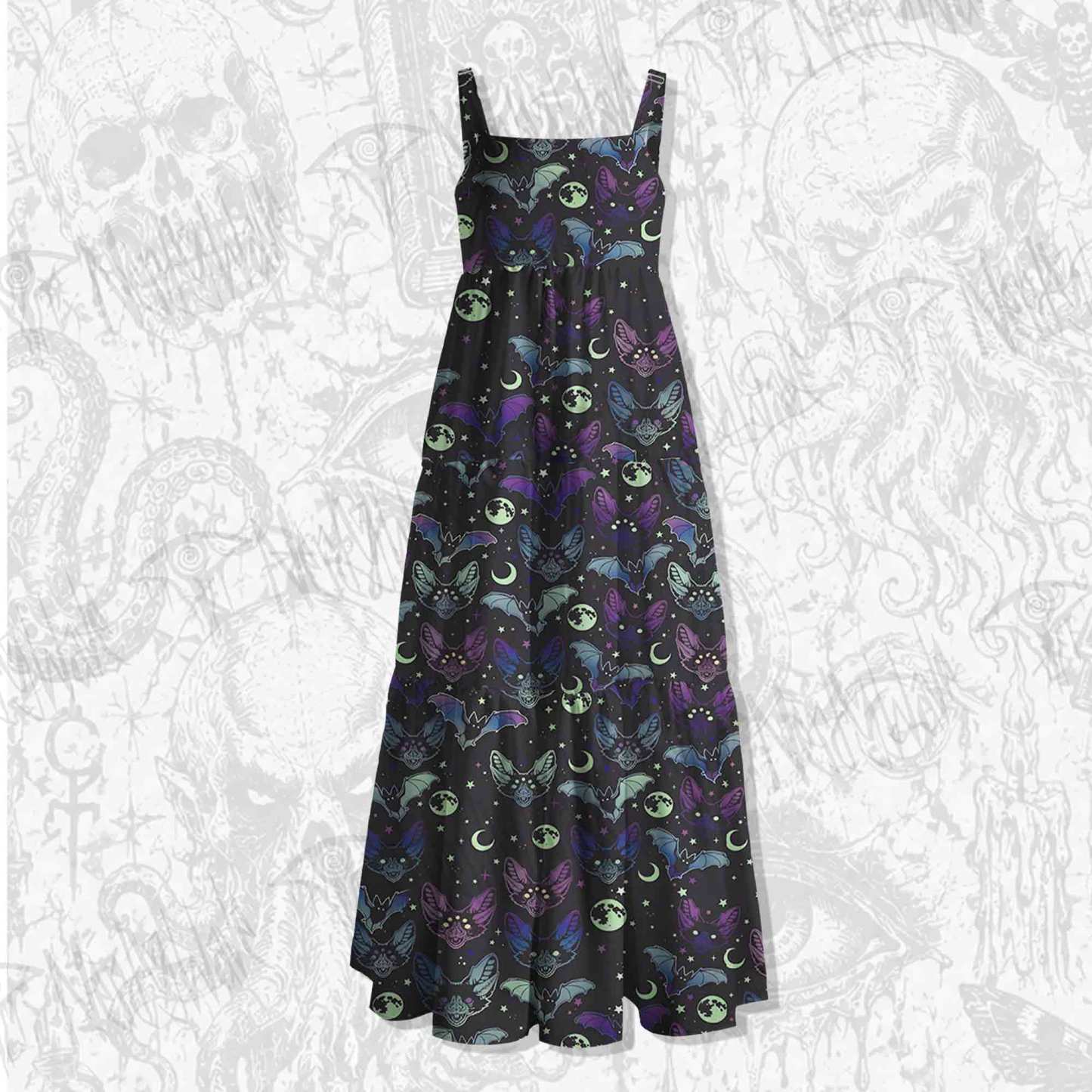 Bats Wide Straps Maxi Dress