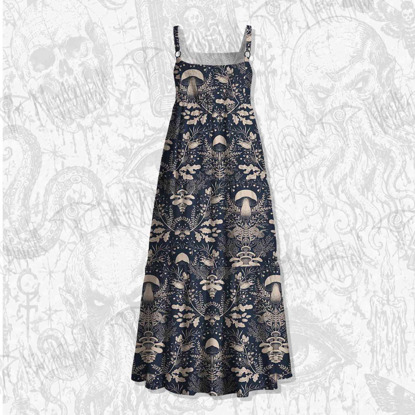 Mushroom Forest Wide Straps Maxi Dress