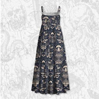 Mushroom Forest Wide Straps Maxi Dress