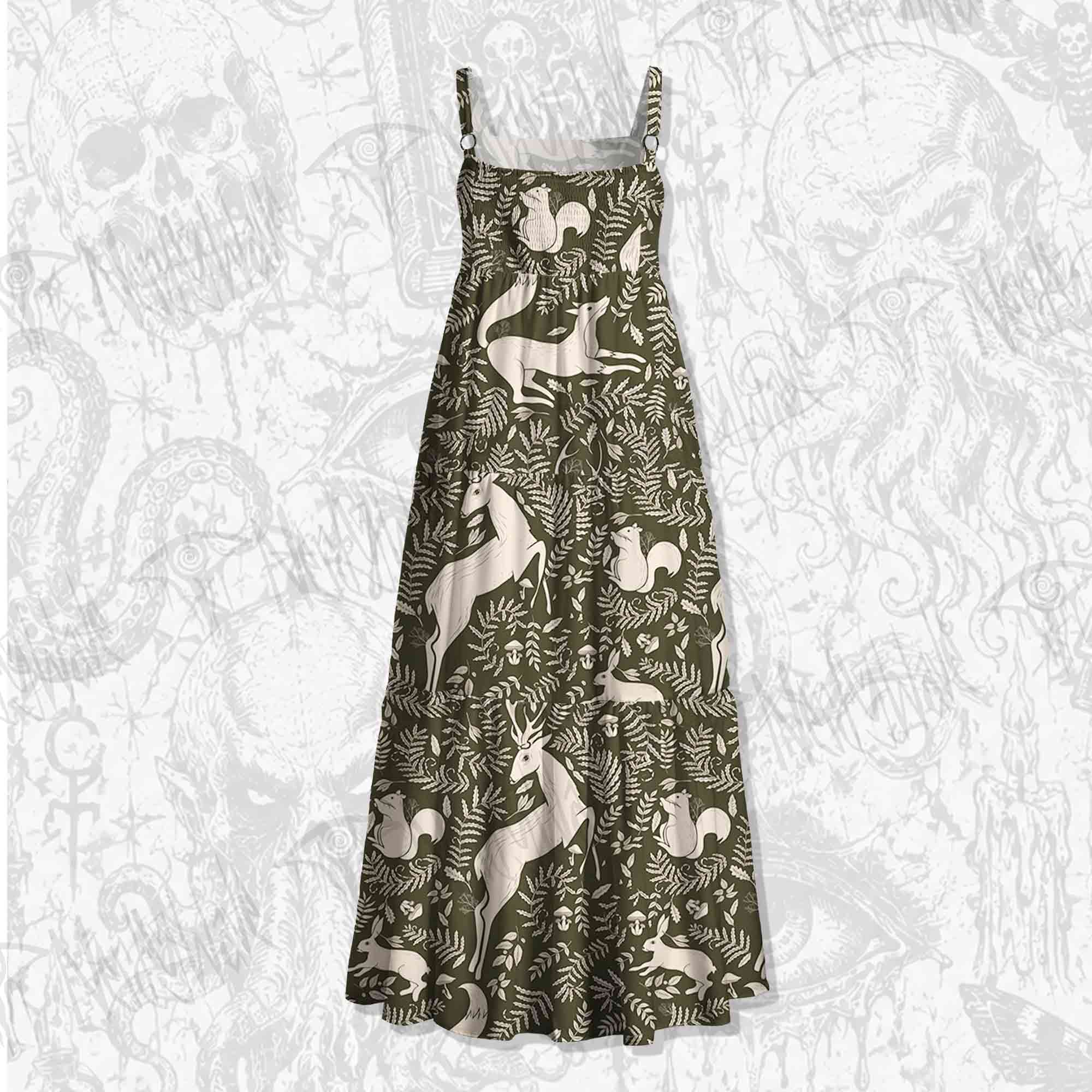 Forest Spirits Wide Straps Maxi Dress
