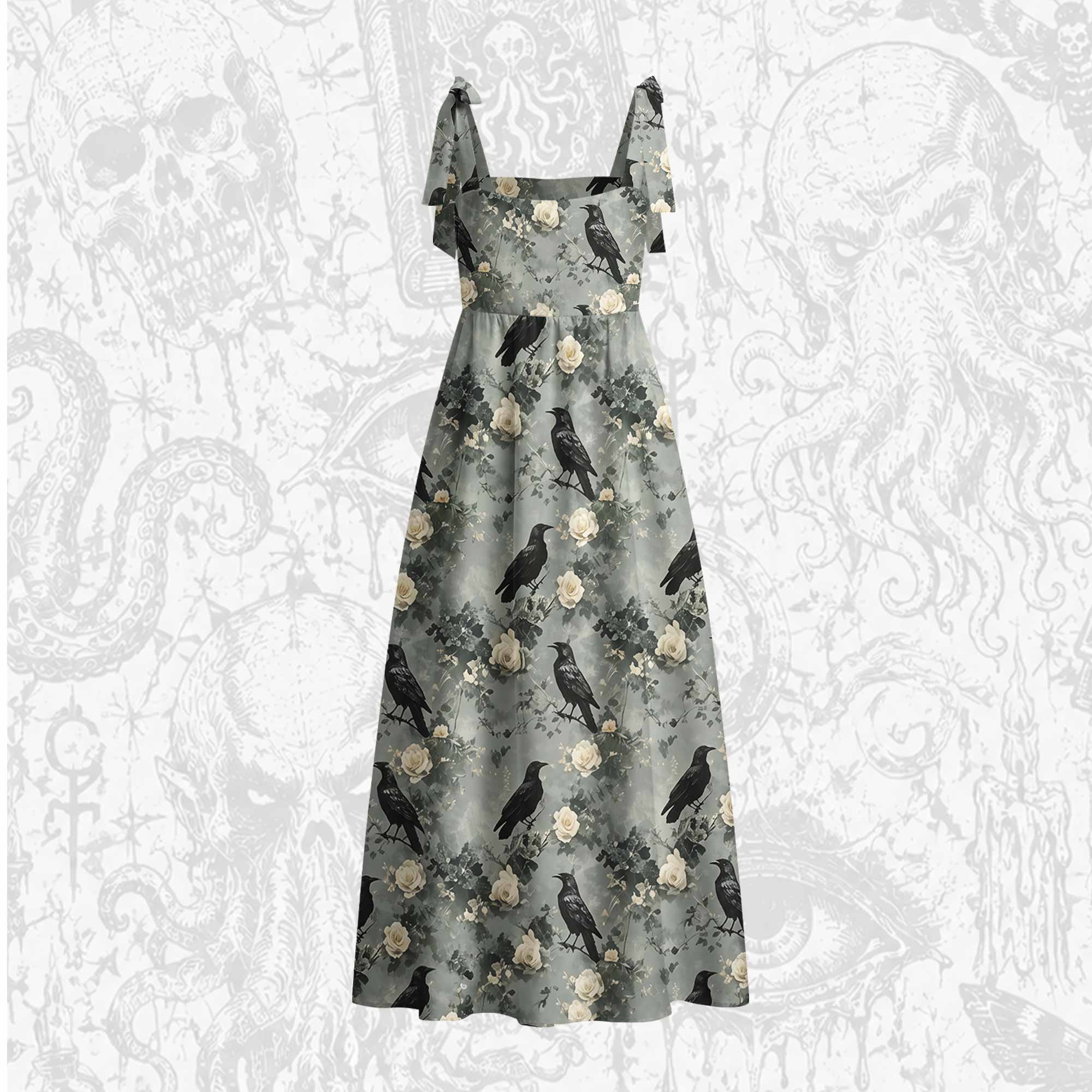 Raven’s Requiem Tie Shoulder Maxi Dress