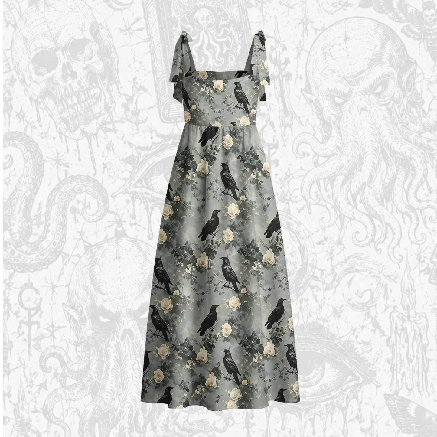 Raven’s Requiem Tie Shoulder Maxi Dress
