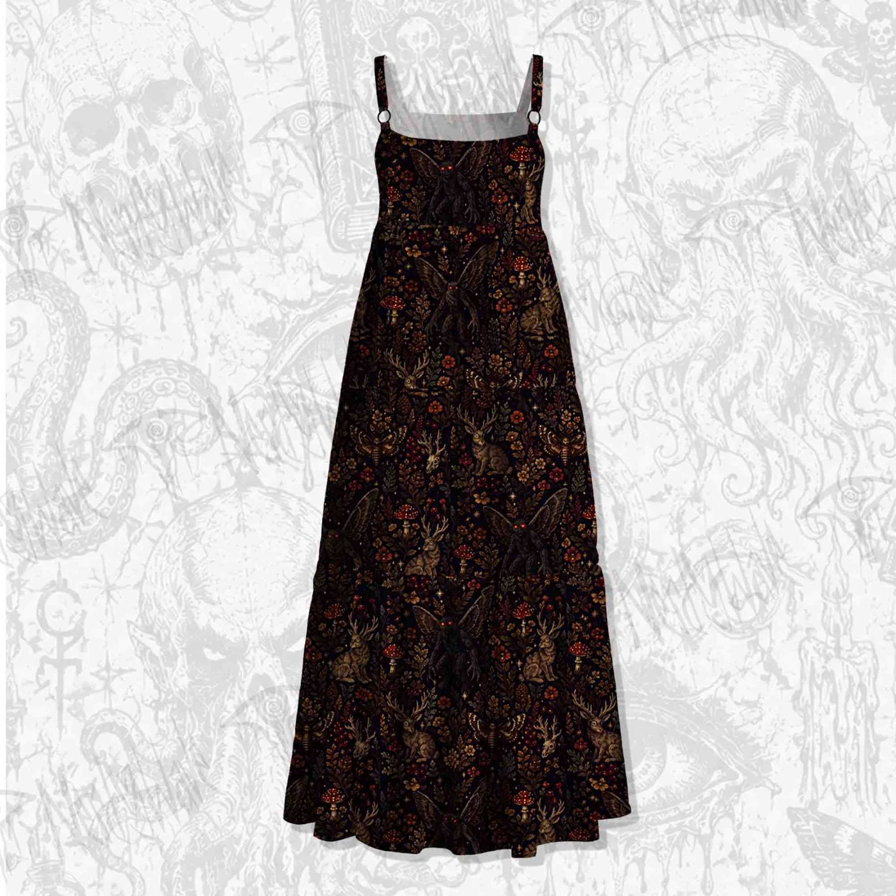 Cryptid Floral Mushroom Wide Straps Maxi Dress