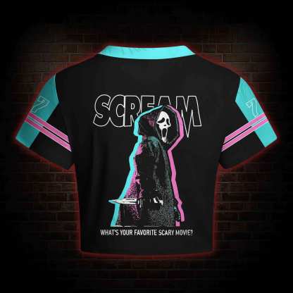 What's Your Favortie Scary Movie? Horror Women's Cropped Mesh Jersey