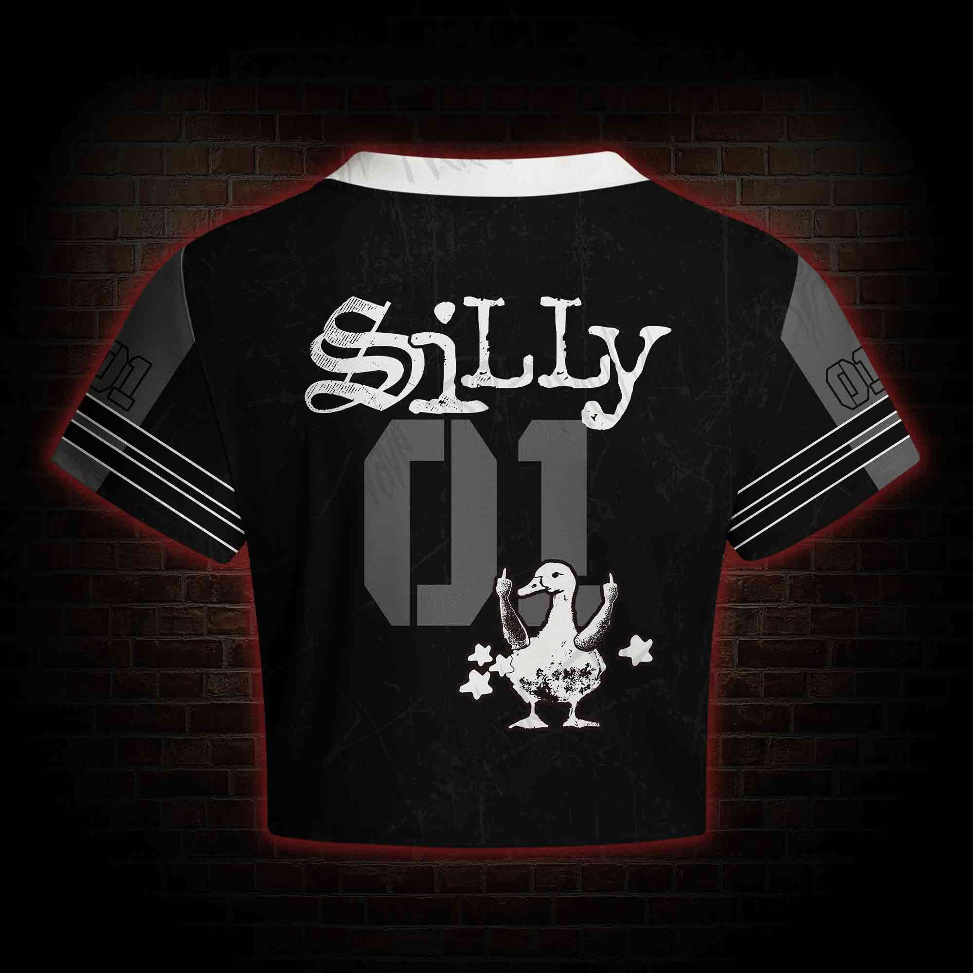 Meme Silly Duck Women's Cropped Mesh Jersey