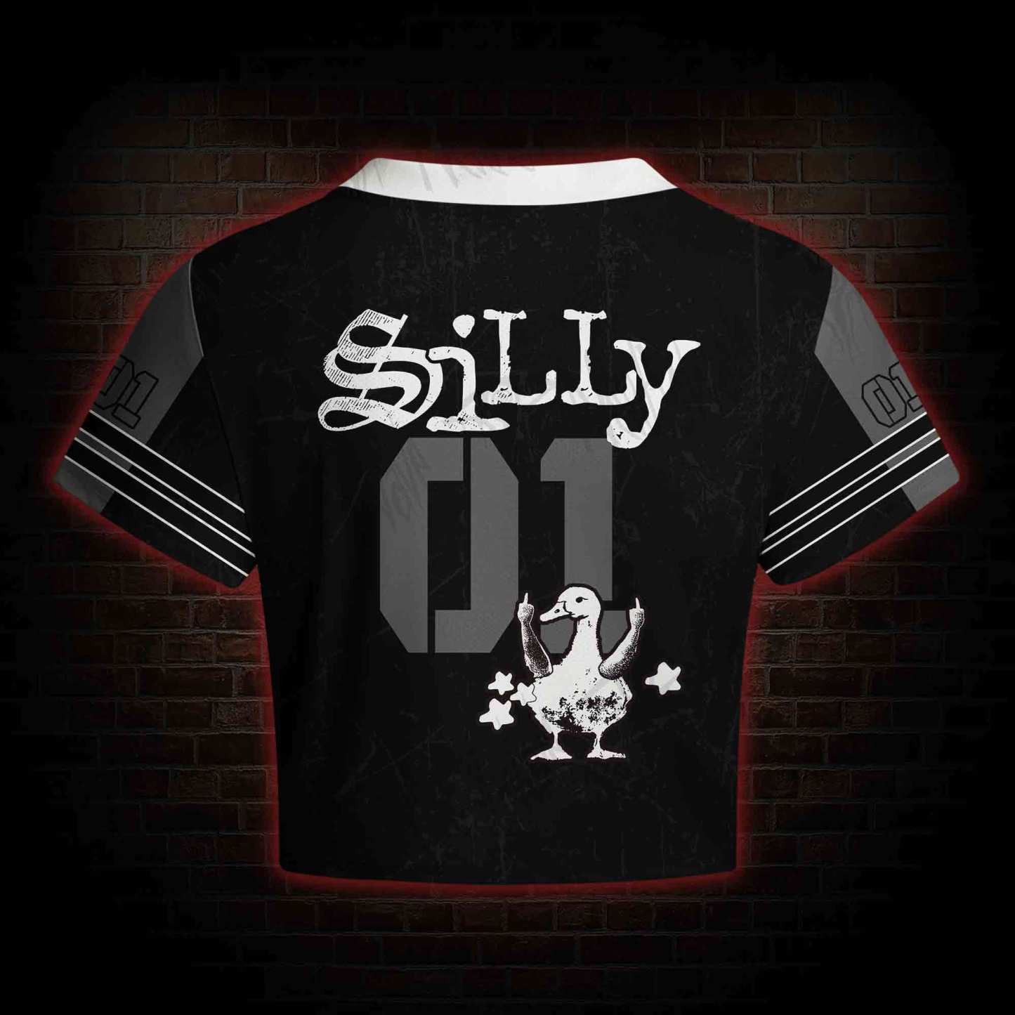 Meme Silly Duck Women's Cropped Mesh Jersey