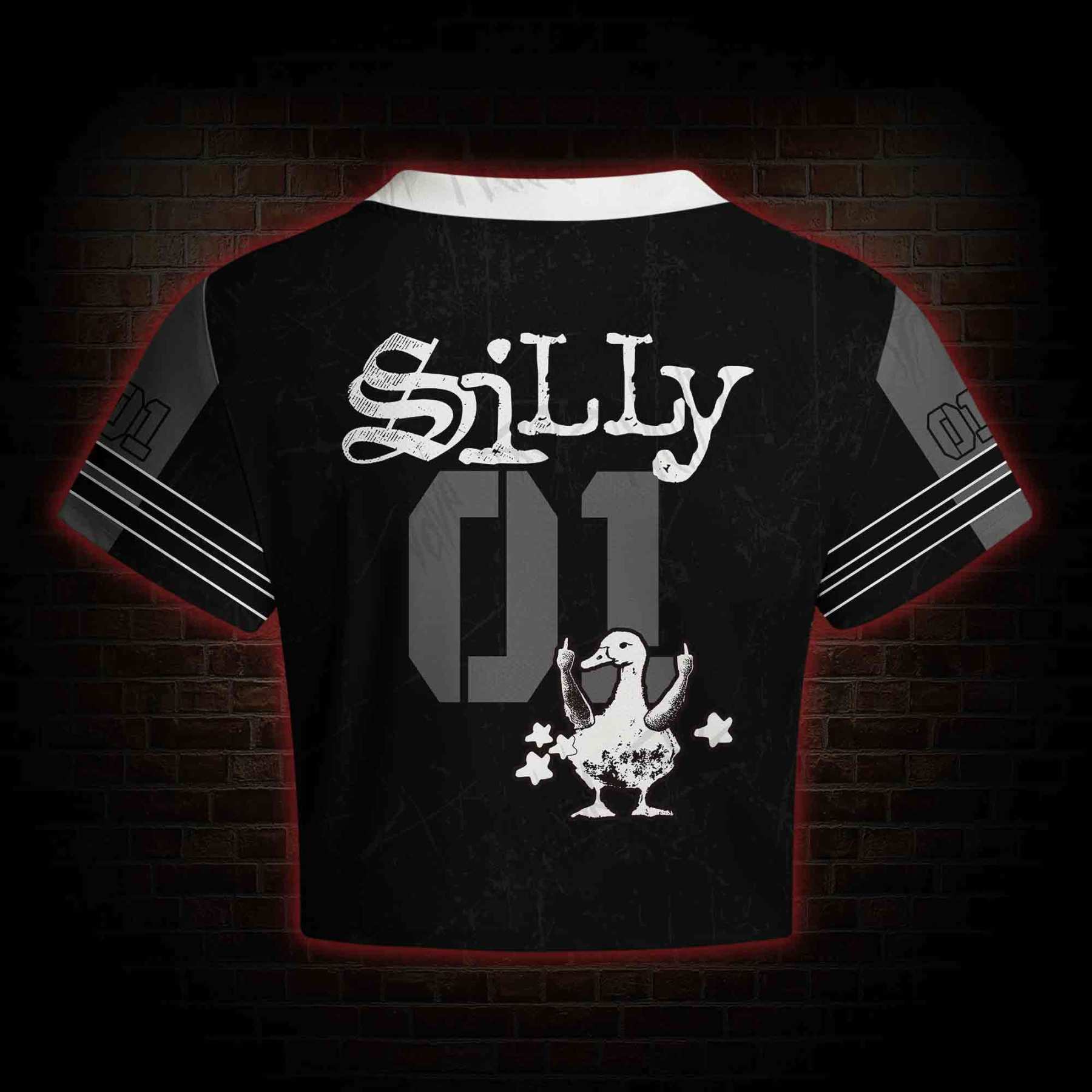 Meme Silly Duck Women's Cropped Mesh Jersey