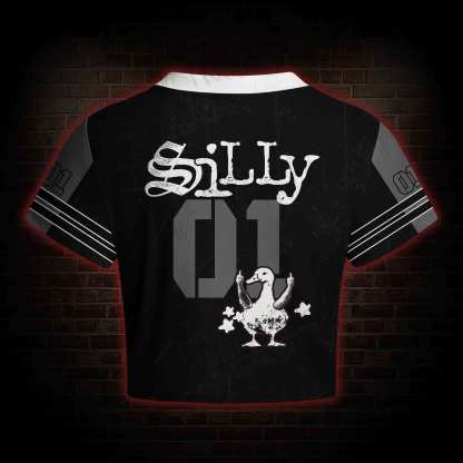 Meme Silly Duck Women's Cropped Mesh Jersey