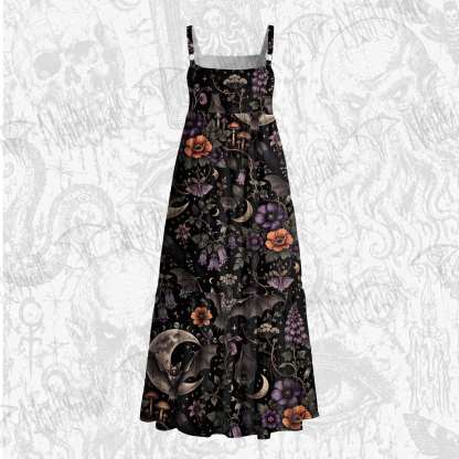 Whimsigoth Celestial Bat Wide Straps Maxi Dress