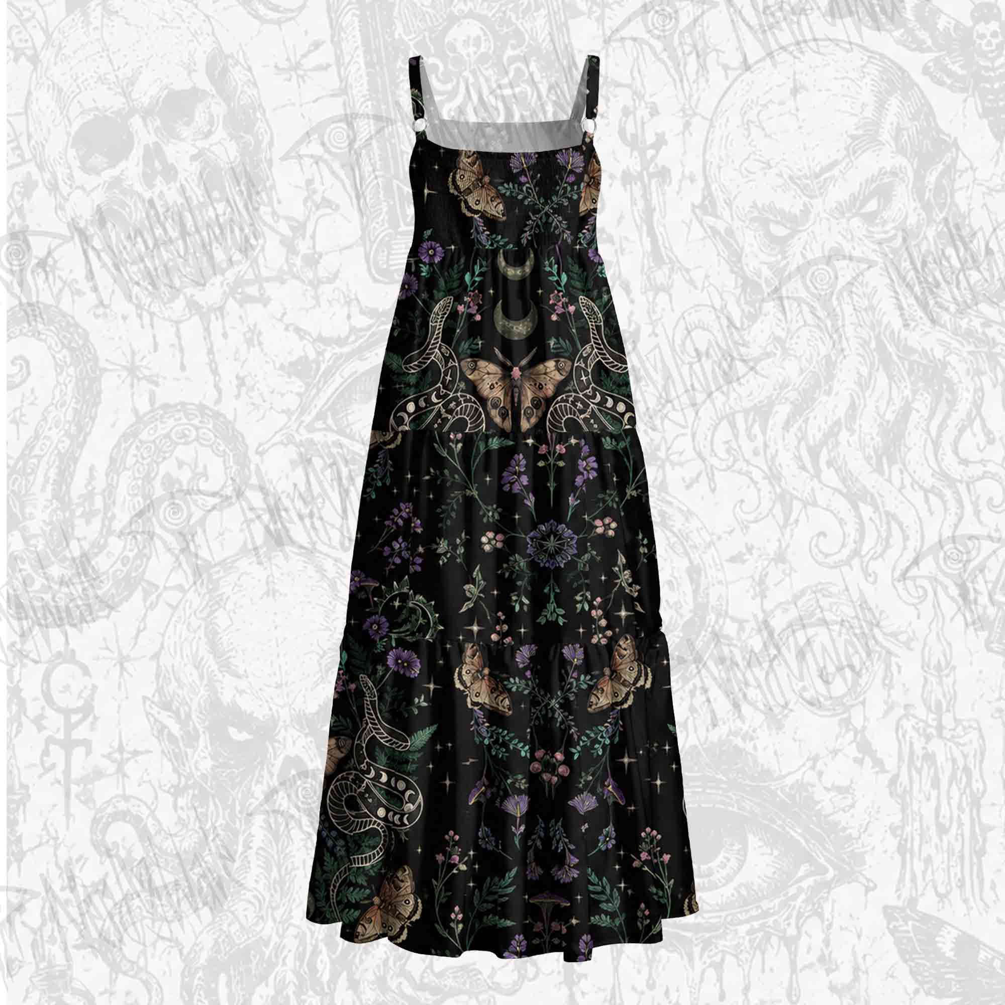 Witchy Lunar Serpent Wildflower Wide Straps Maxi Dress