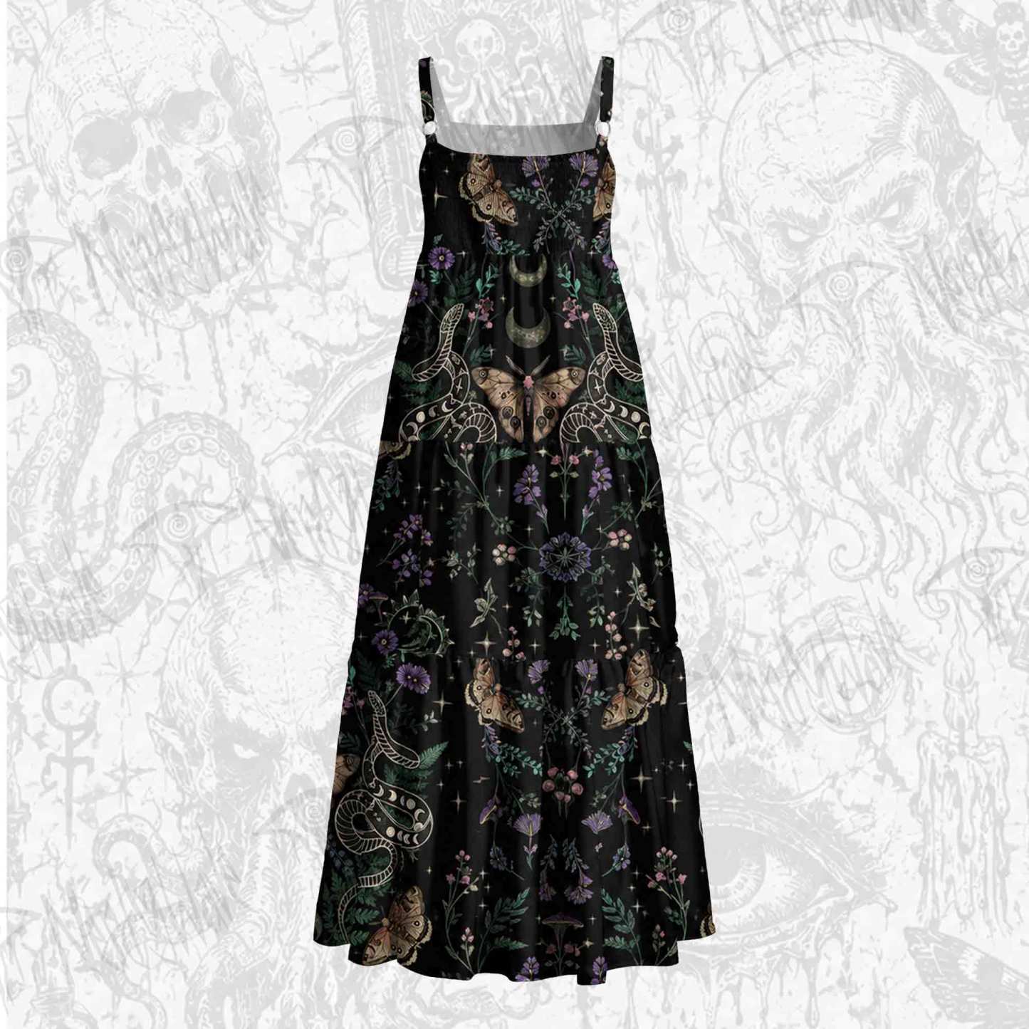 Witchy Lunar Serpent Wildflower Wide Straps Maxi Dress