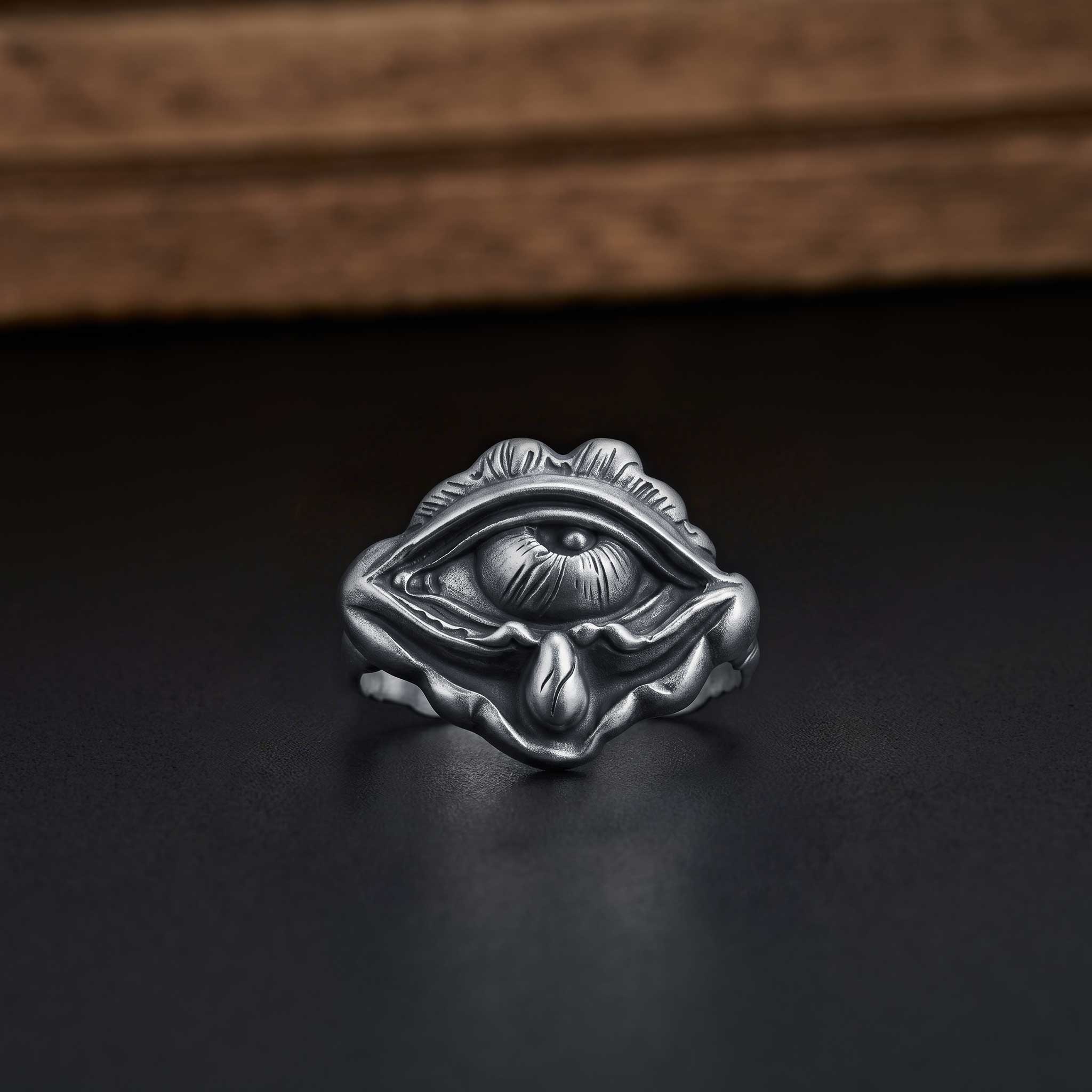 Gothic All Seeing Eye Silver Band Ring