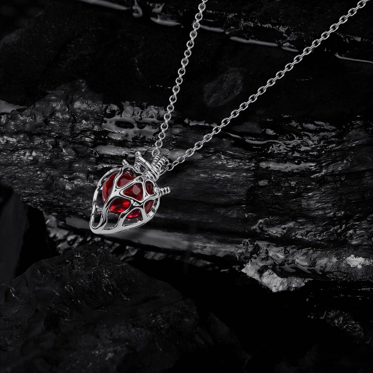 Gothic Hollow Heart  Necklace
