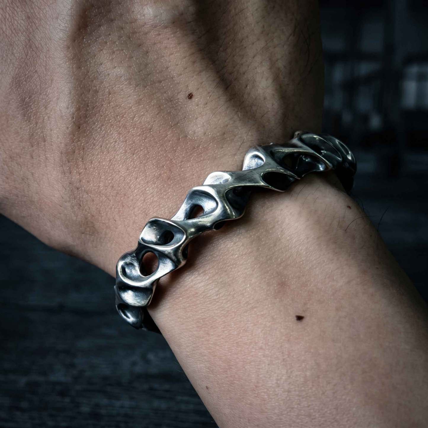 Irregular Hollow Texture Open Cuff Bracelet
