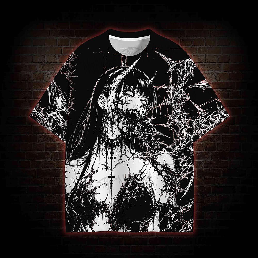 Spiderweb Thorn Demon Girl Eco Graphic T-shirt