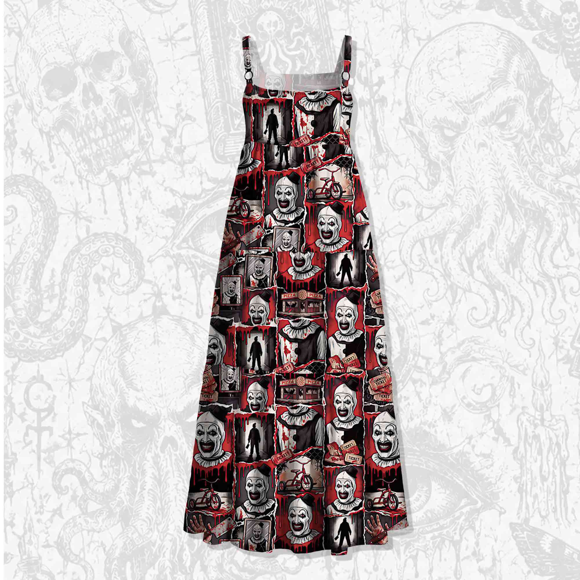 Horror Clown Grunge Wide Straps Maxi Dress