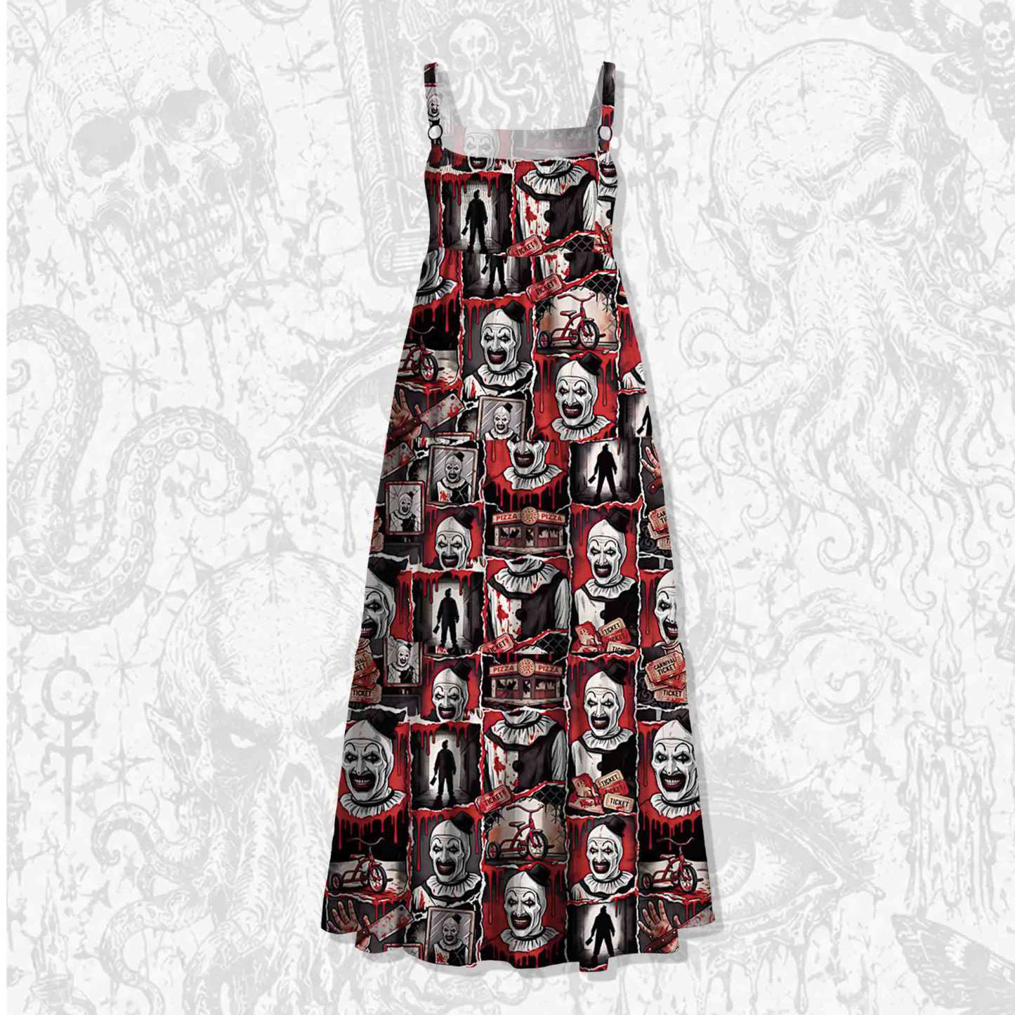Horror Clown Grunge Wide Straps Maxi Dress
