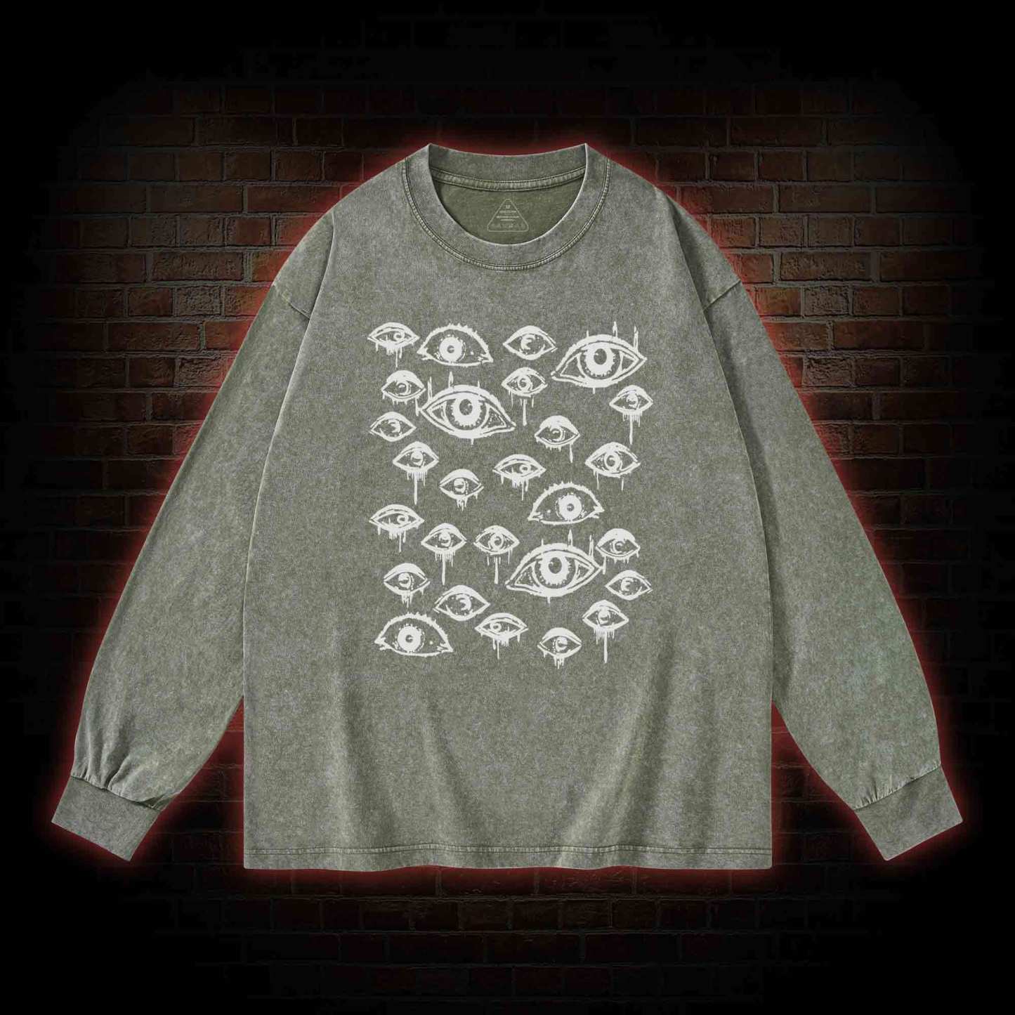 Grunge Eyeball Weird Washed Long-Sleeve T-shirt