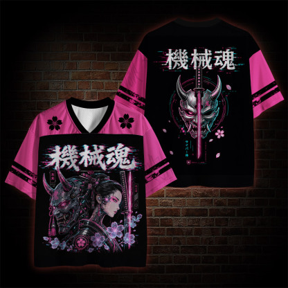 Cyberpunk Mecha Oni Geisha Mesh Jersey