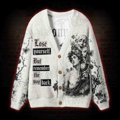 Dionysus Greek God Vine Print Cardigan Sweater