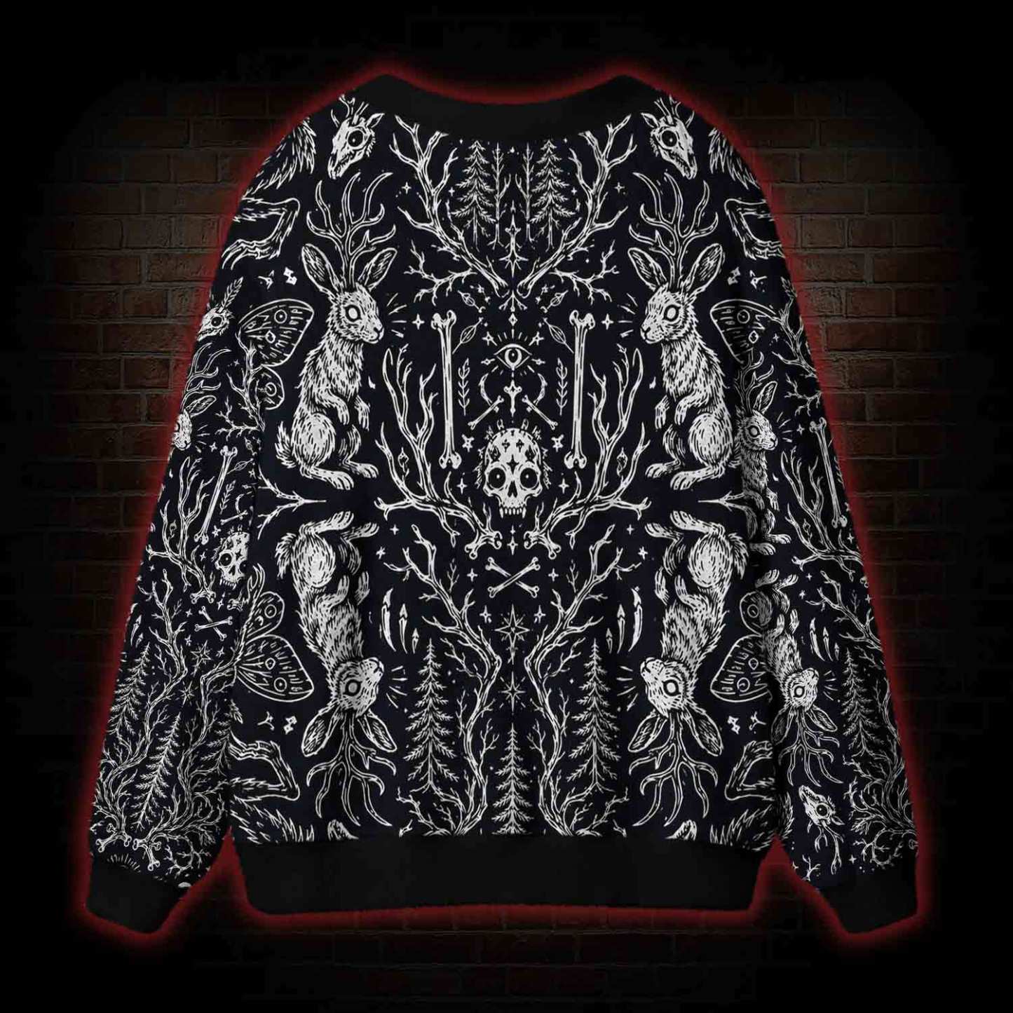 Dark Forest Hare Skull Occult Cardigan Sweater