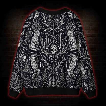 Dark Forest Hare Skull Occult Cardigan Sweater