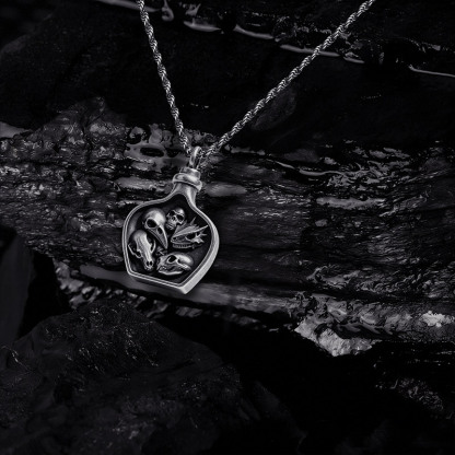 Gothic Skull Jar Pendant Necklace