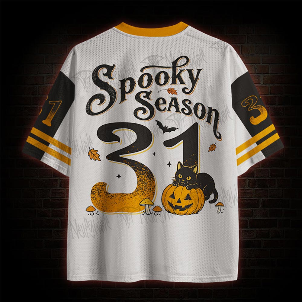 Black Cat Pumpkin Mesh Jersey