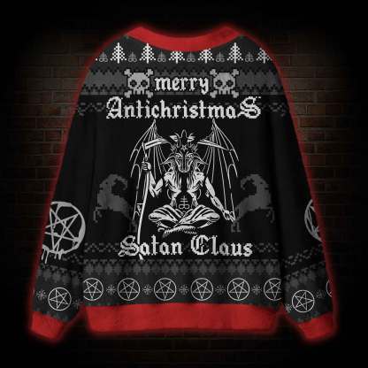 Merry Antichristmas Satan Claus Satanic Cardigan Sweater