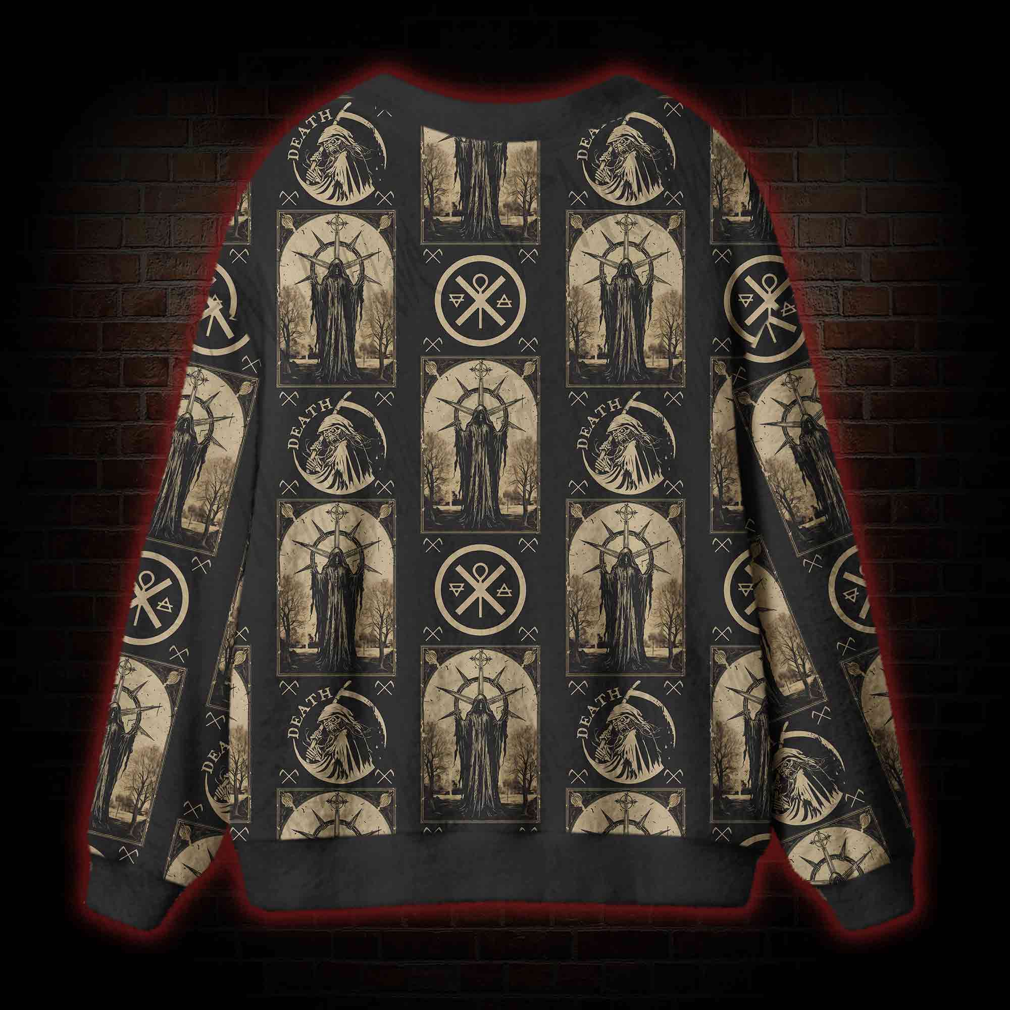 Death in Cloak Tarot Card Cardigan Sweater