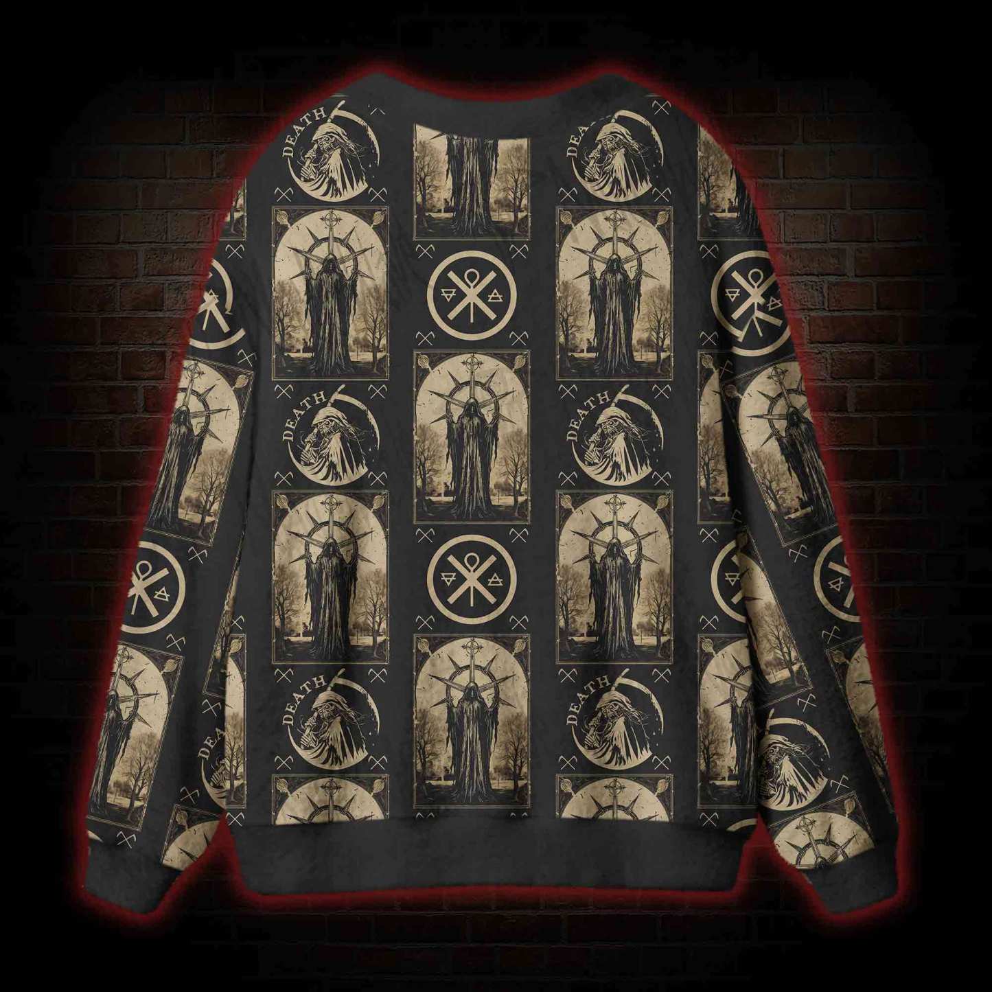 Death in Cloak Tarot Card Cardigan Sweater