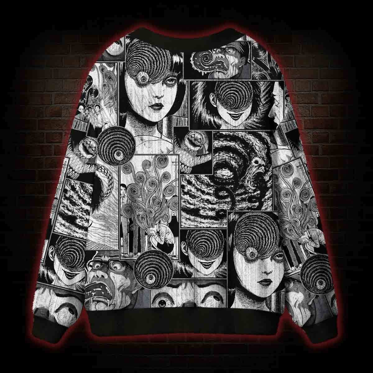 Sprial Horror Cardigan Sweater