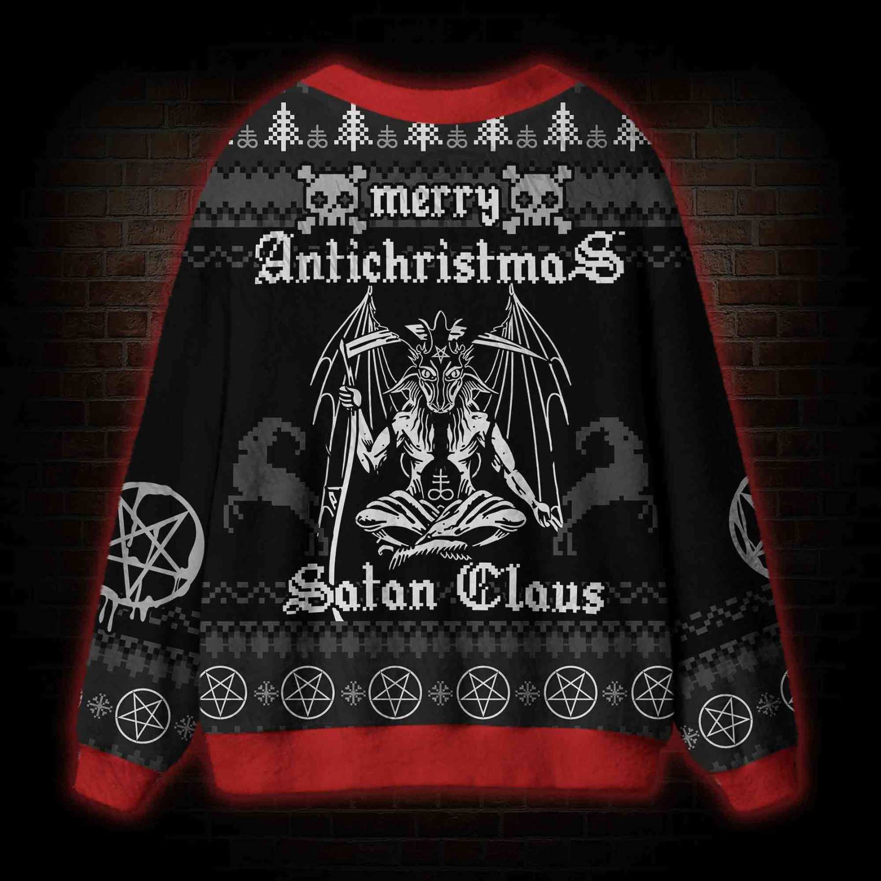 Merry Antichristmas Satan Claus Satanic Cardigan Sweater