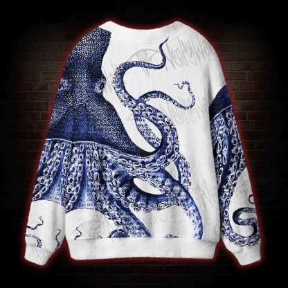 Blue Kraken Octopus Cardigan Sweater