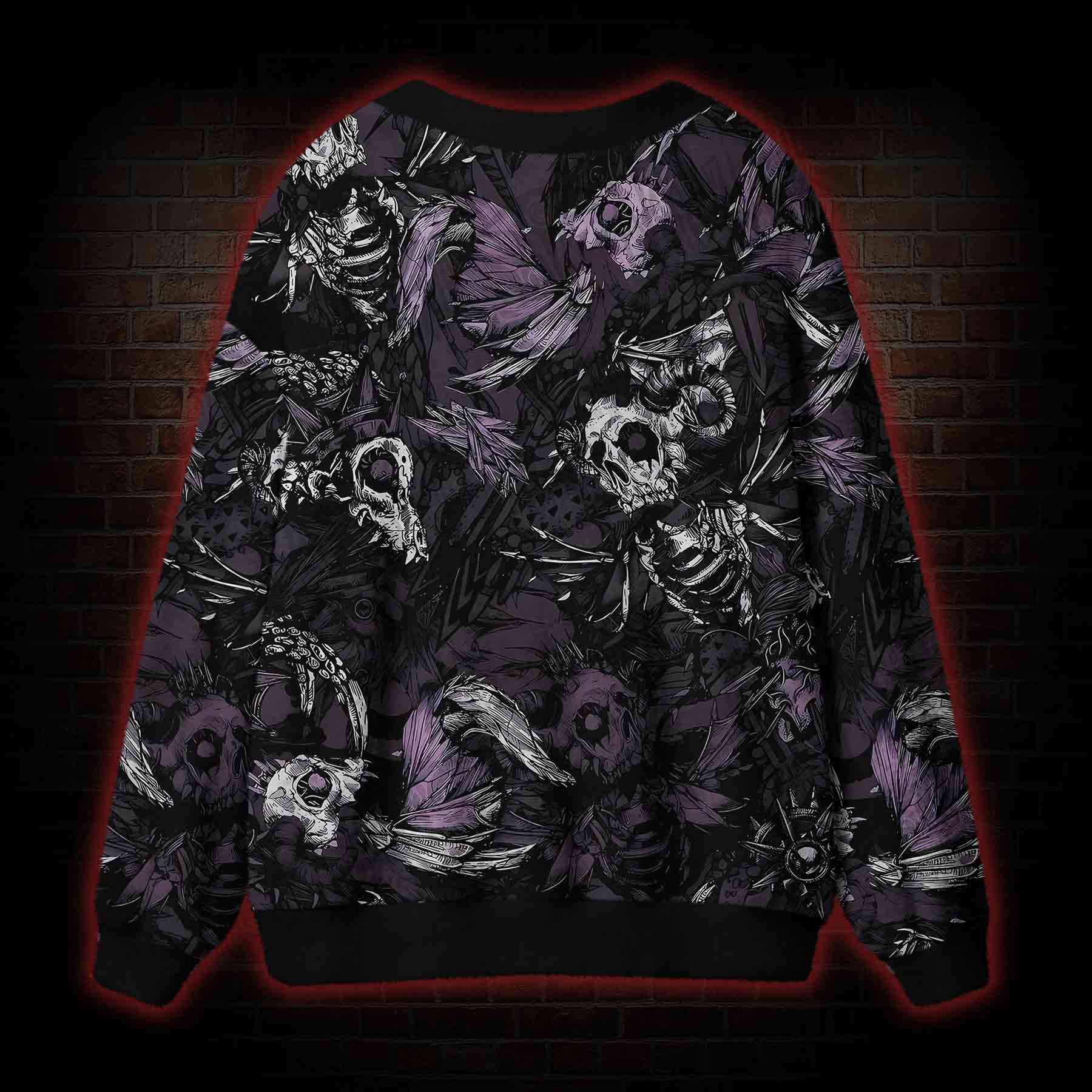 Skull and Dead Leaves Cardigan Sweater