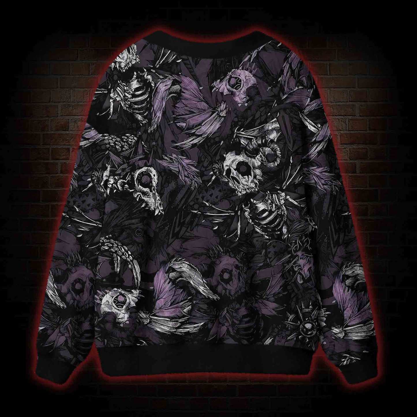 Skull and Dead Leaves Cardigan Sweater