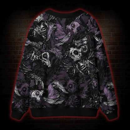 Skull and Dead Leaves Cardigan Sweater