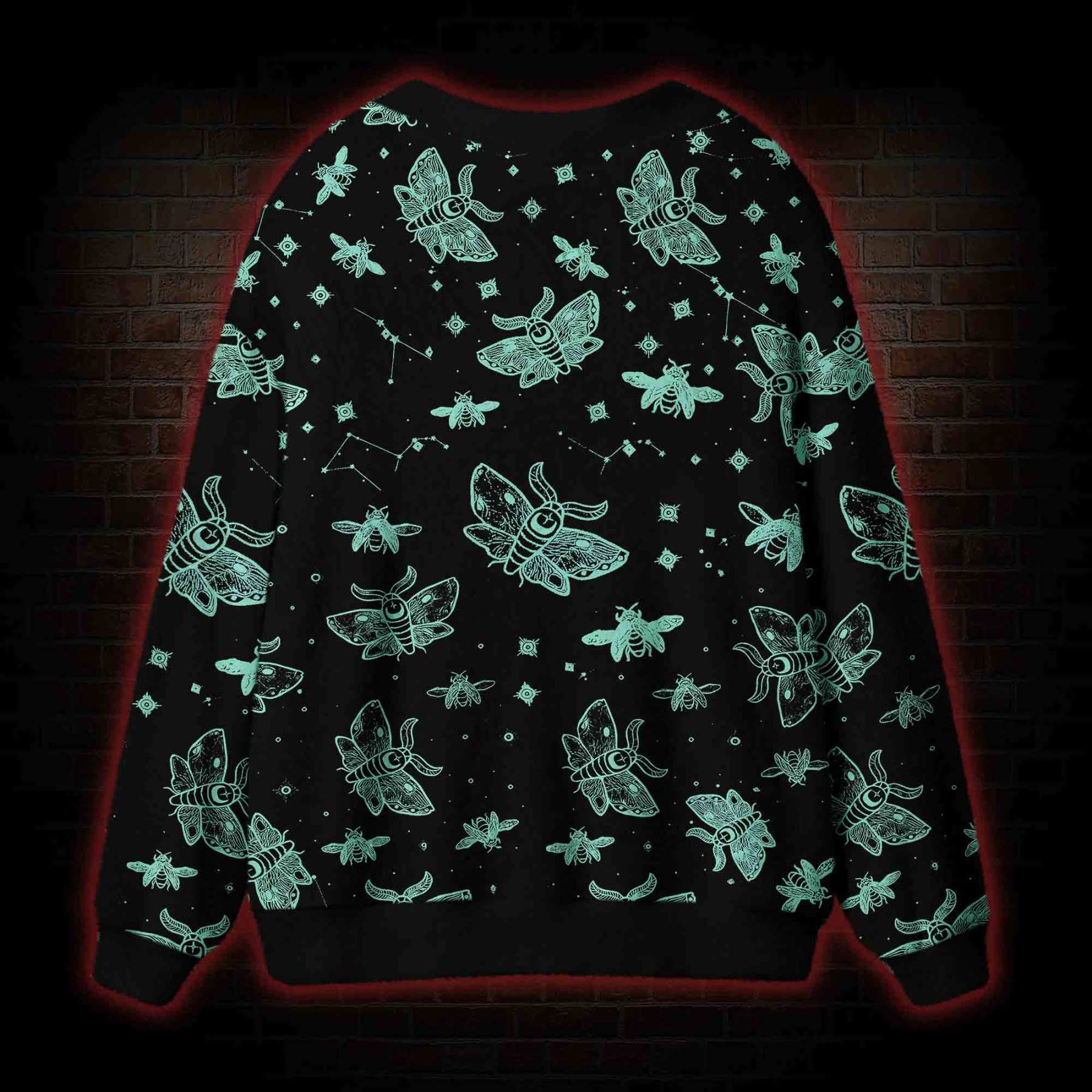 Midnight Flying Insects Cardigan Sweater
