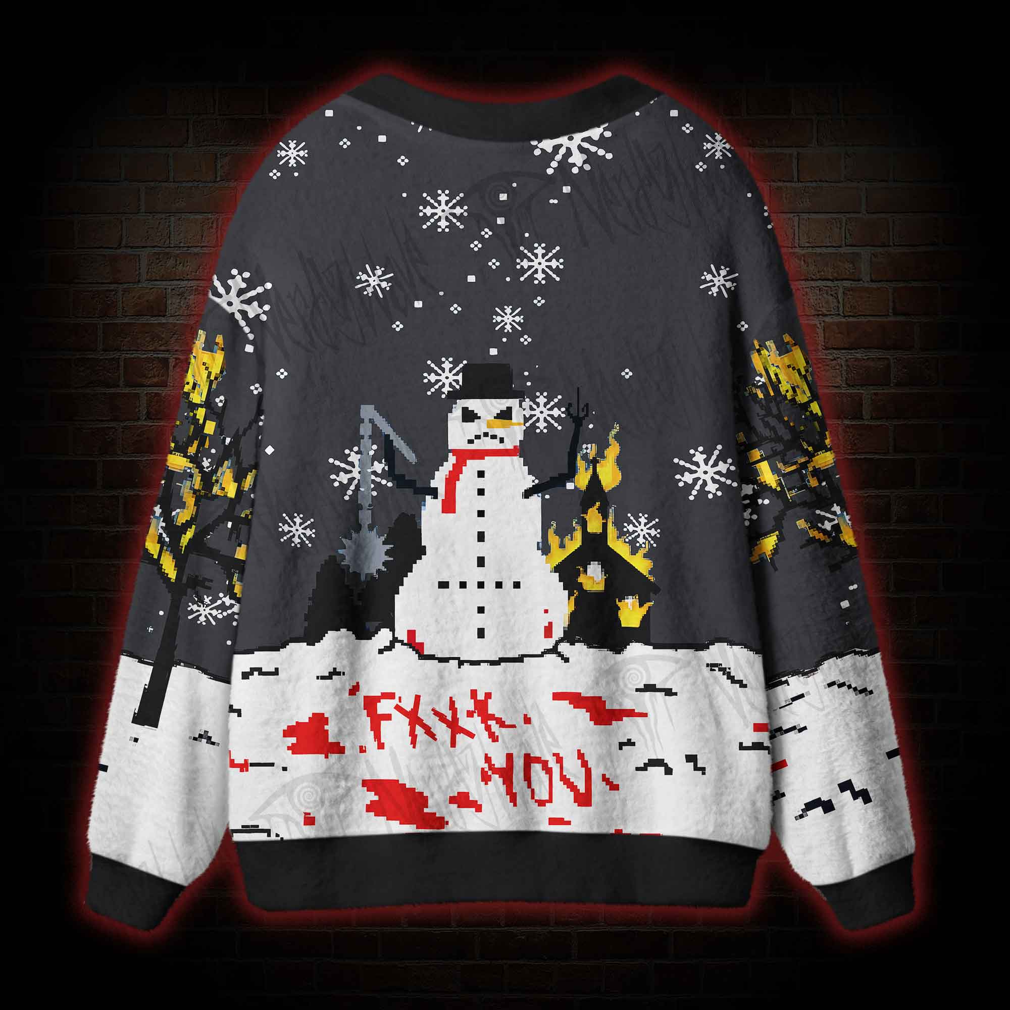 Angry Snowman Cardigan Sweater
