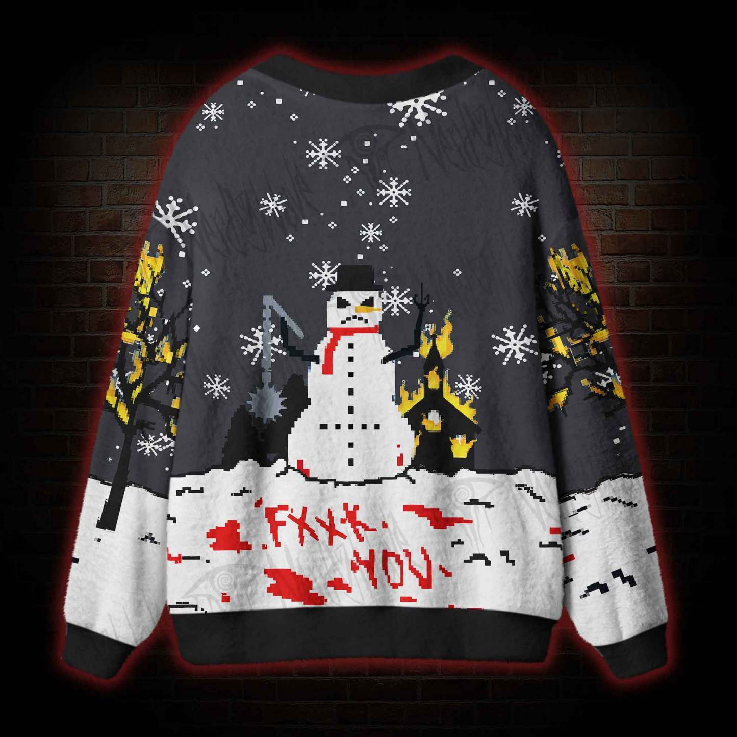 Angry Snowman Cardigan Sweater
