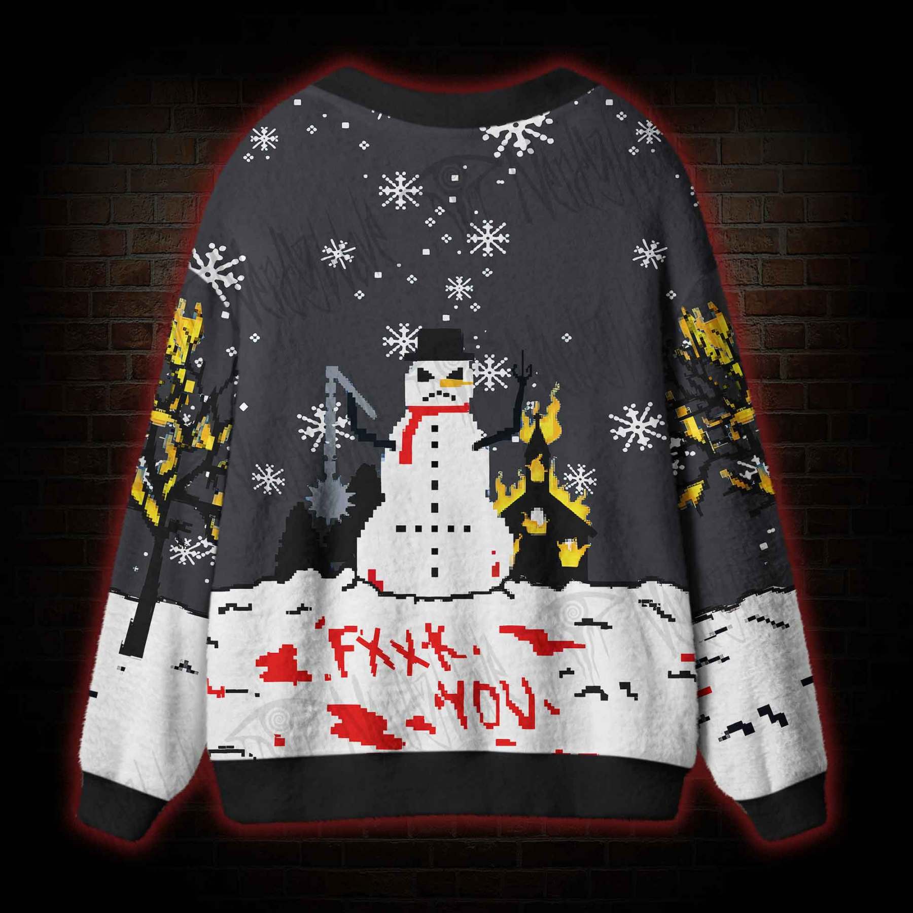 Angry Snowman Cardigan Sweater