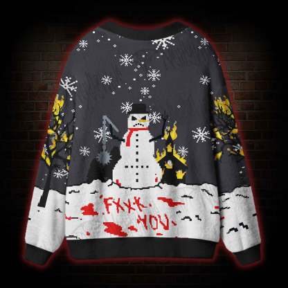 Angry Snowman Cardigan Sweater