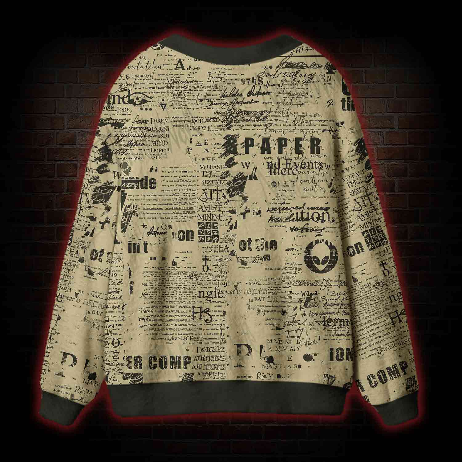 Alien Newspaper Cardigan Sweater