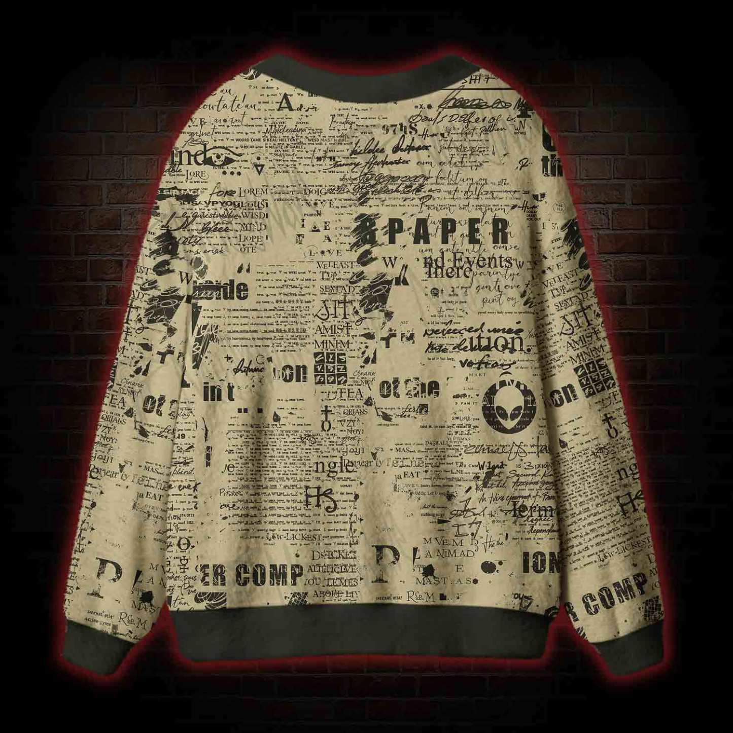 Alien Newspaper Cardigan Sweater