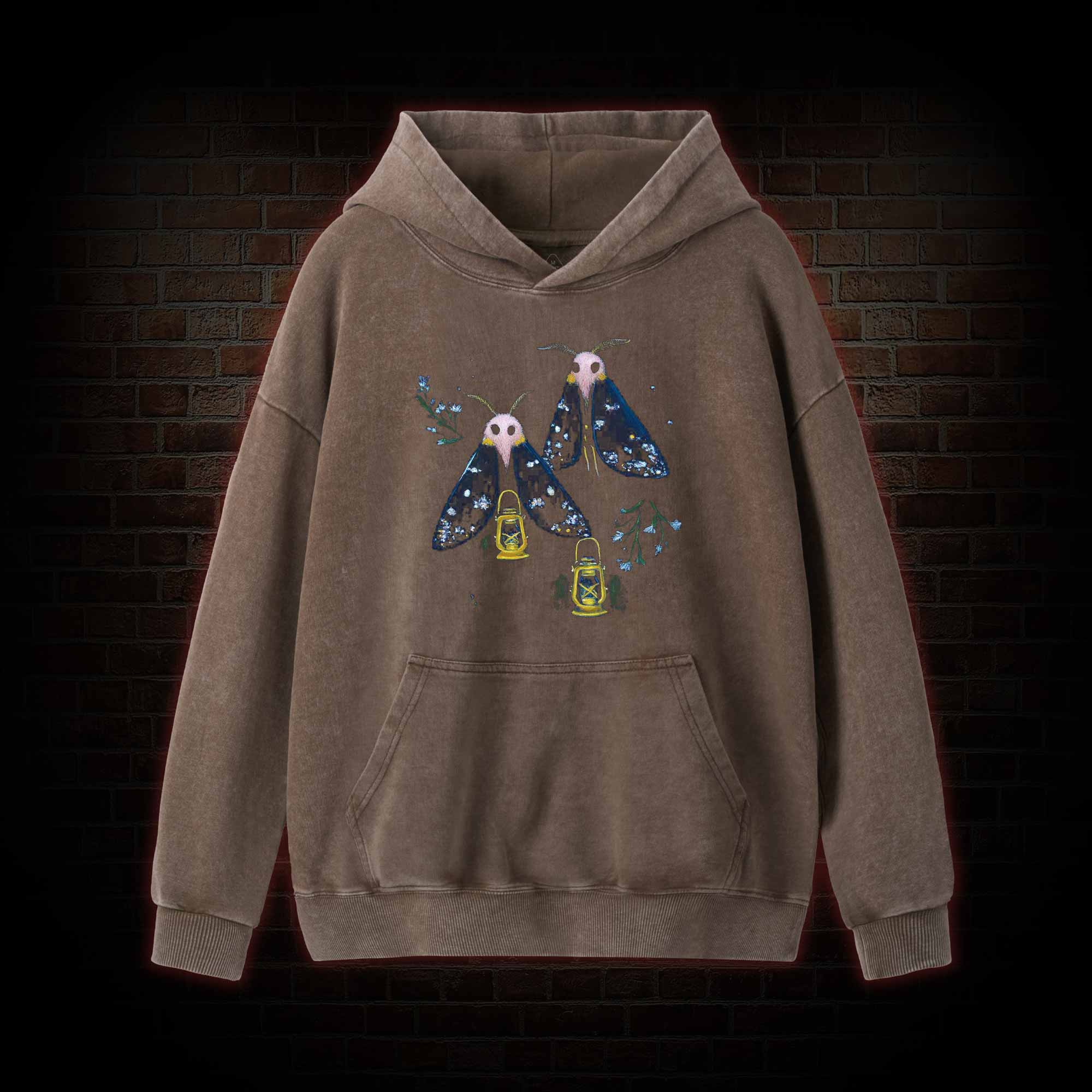 Goth Moths Cute Washed Hoodie