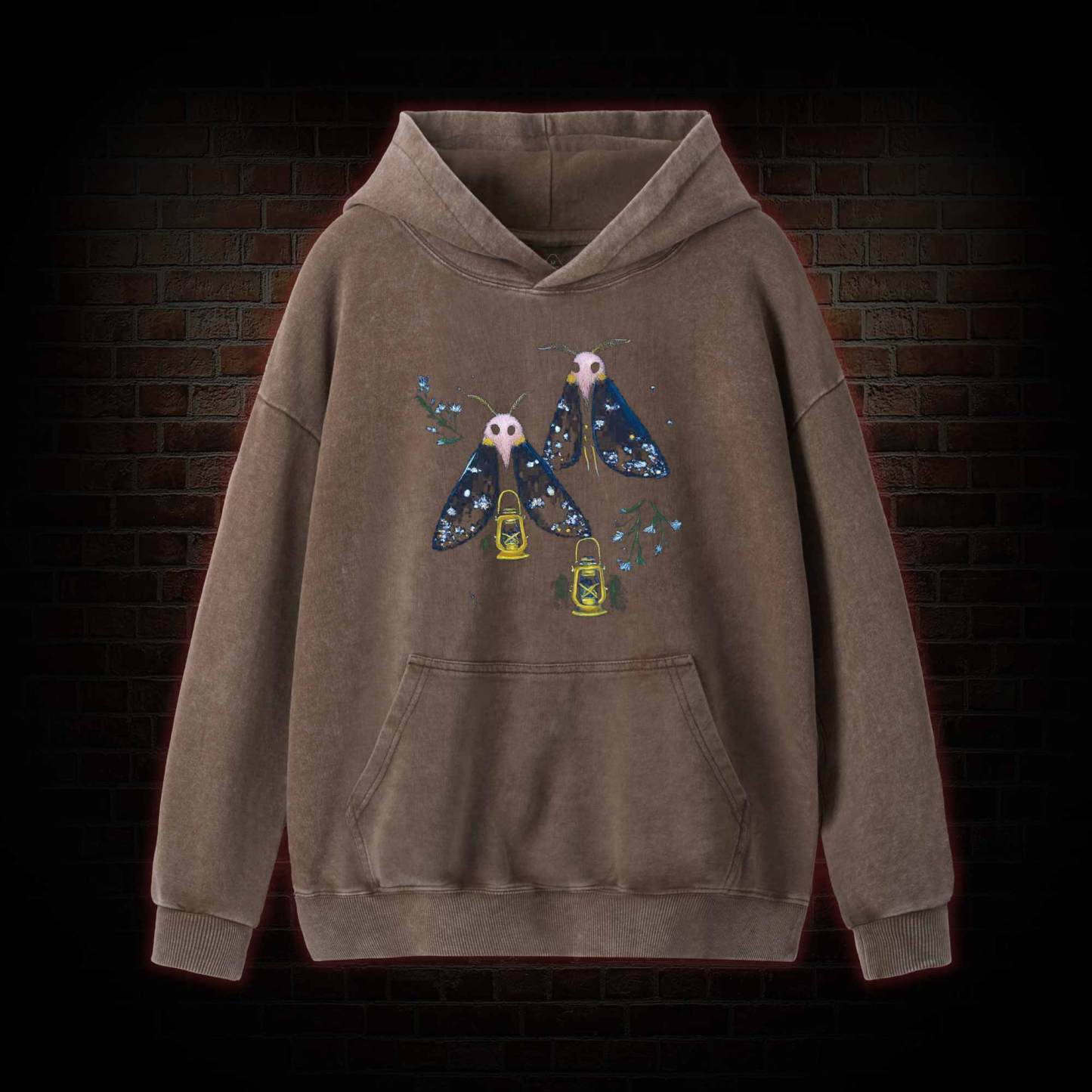 Goth Moths Cute Washed Hoodie