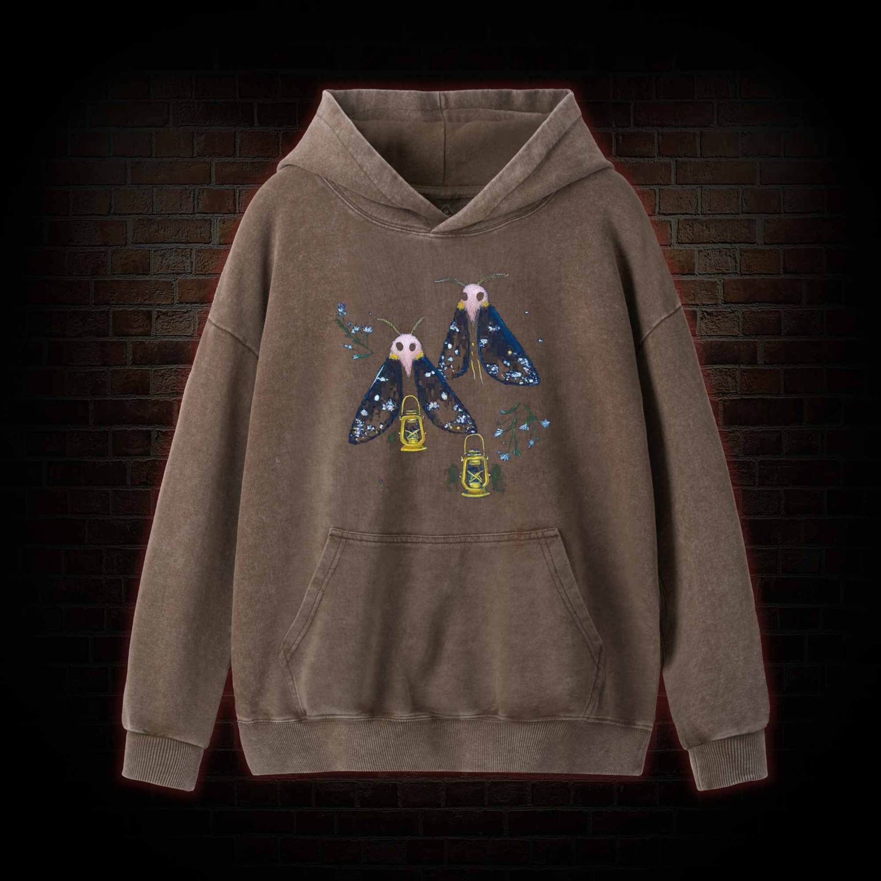 Goth Moths Cute Washed Hoodie