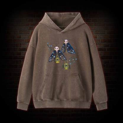 Goth Moths Cute Washed Hoodie